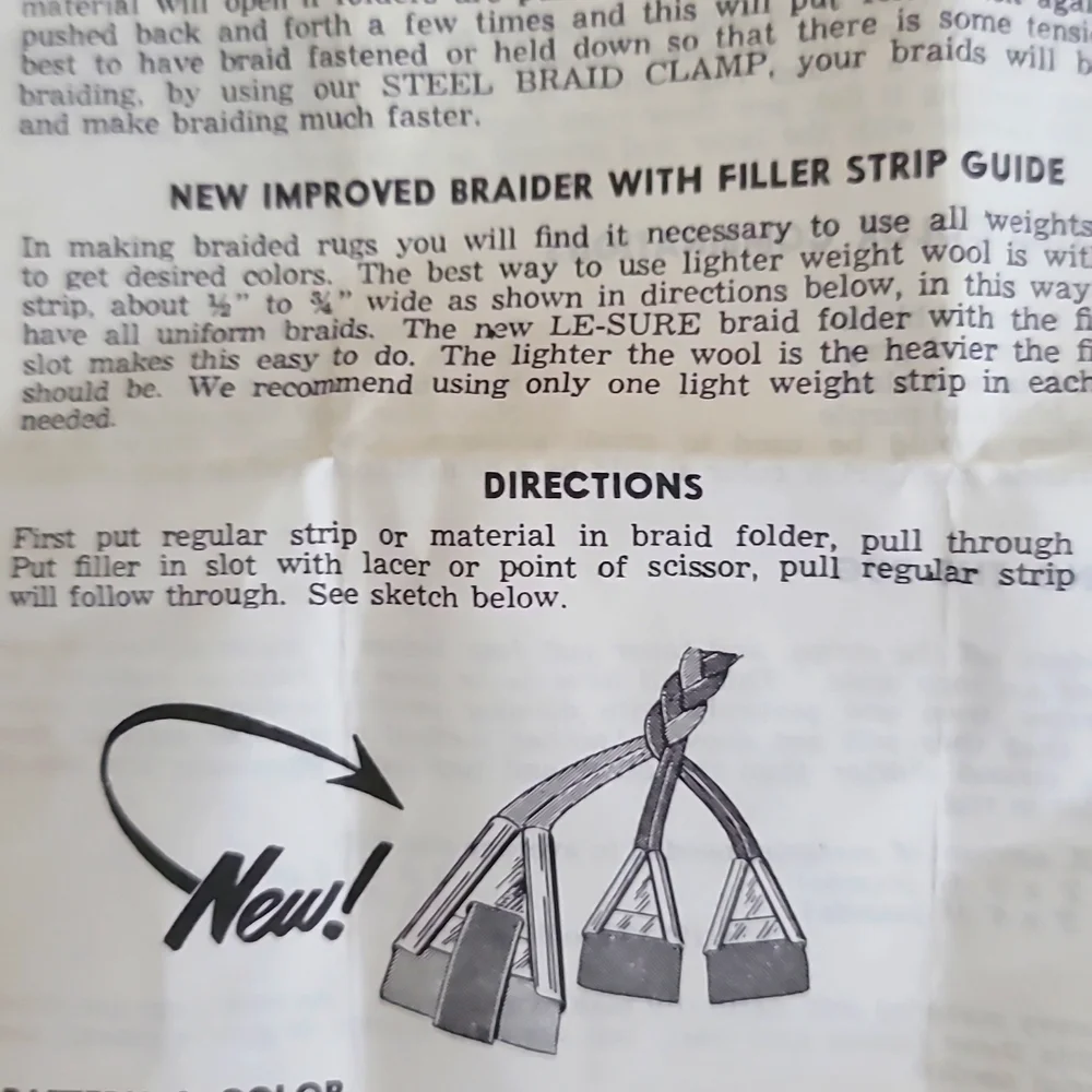 60s NOS Le-sure Braid Kit for Making Reversible Braided Rugs - Complete